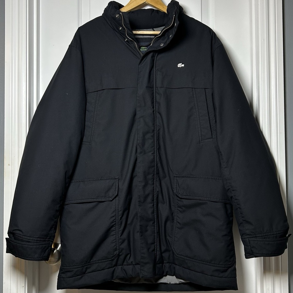 Lacoste Black‎ Down Parka Jacket Classic Winter Performance Urban Casual Style